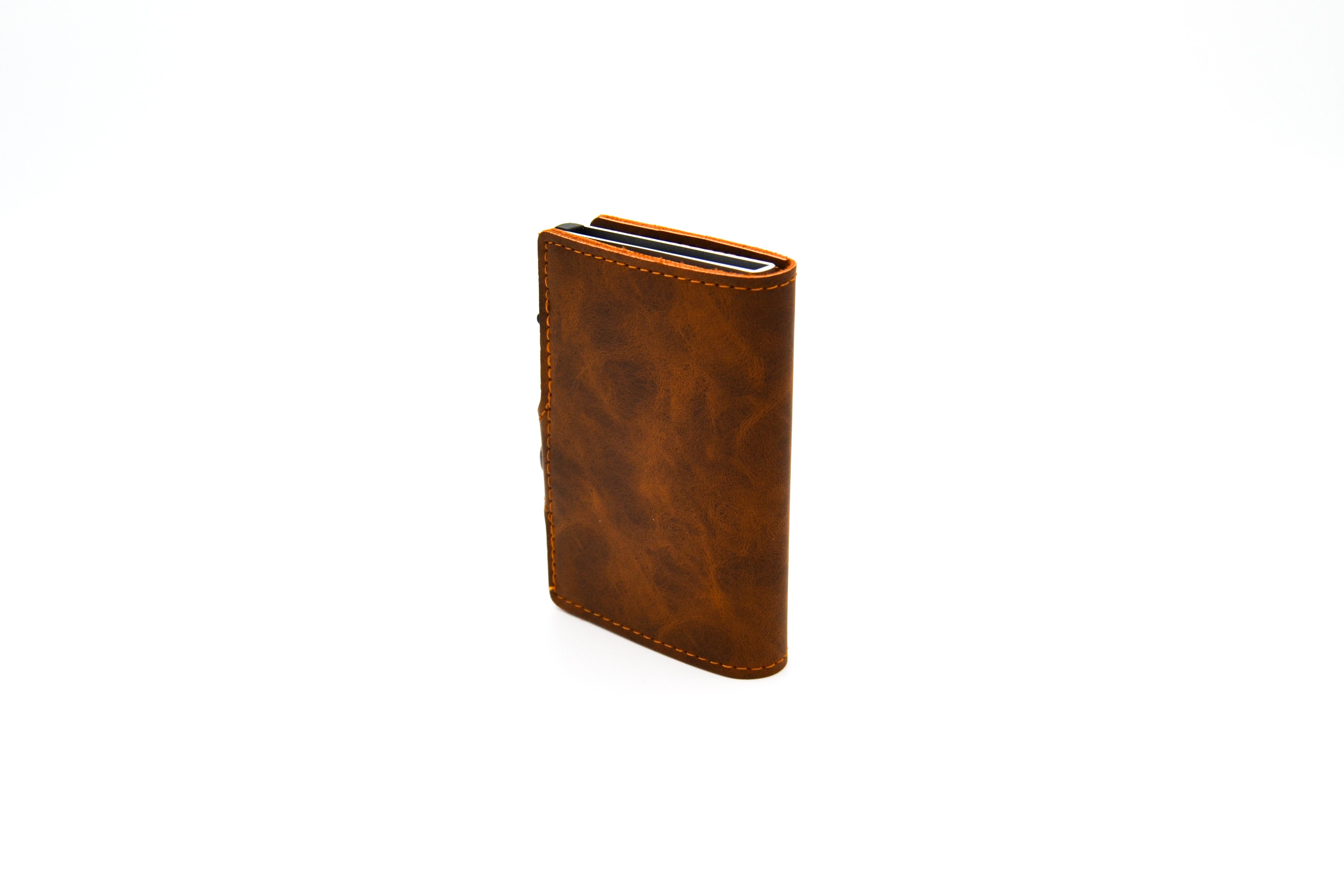 Slim Wallet Leder, Queransicht Vorne Links